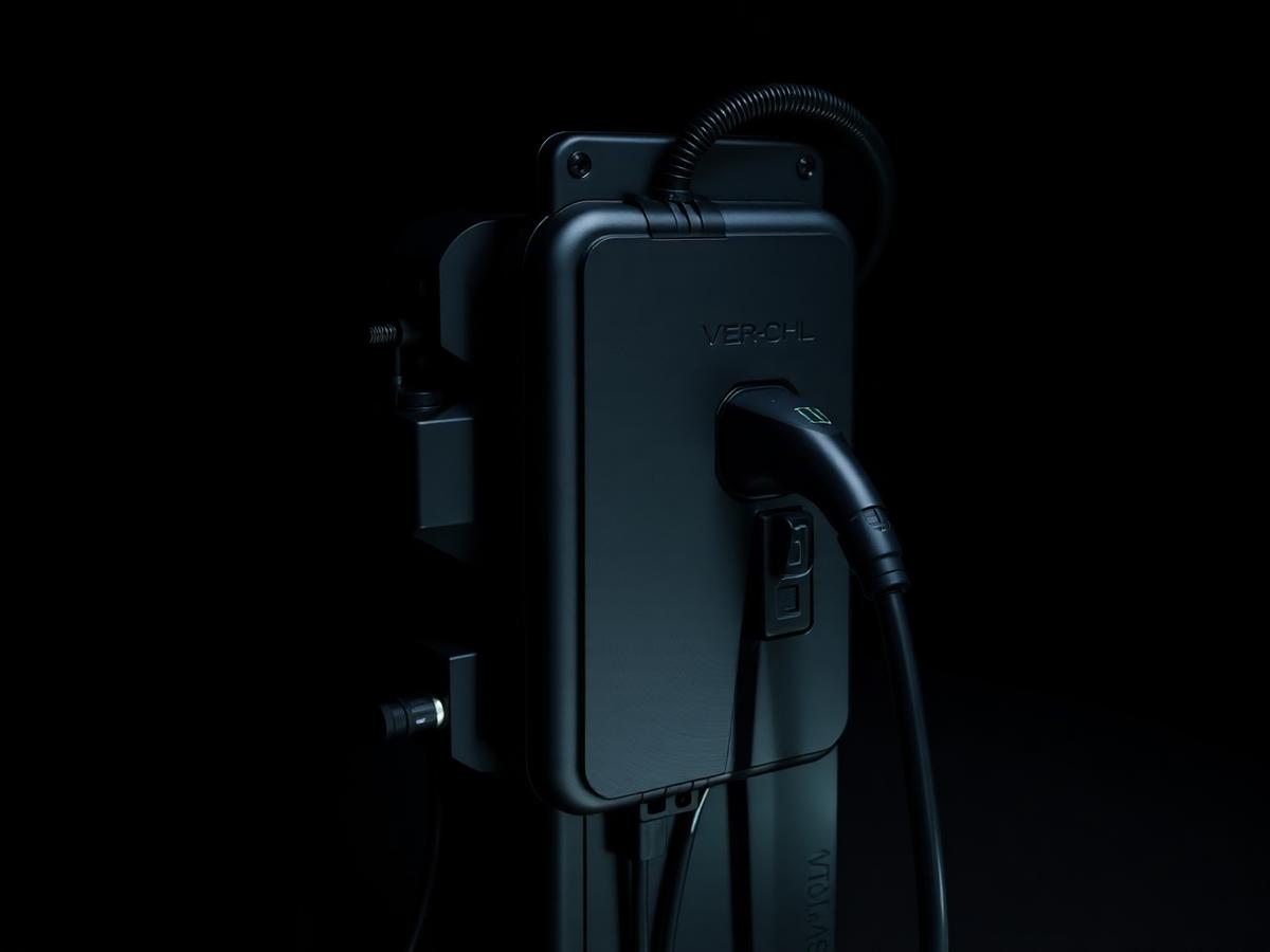 Experimental electric vehicle charging unit with cables